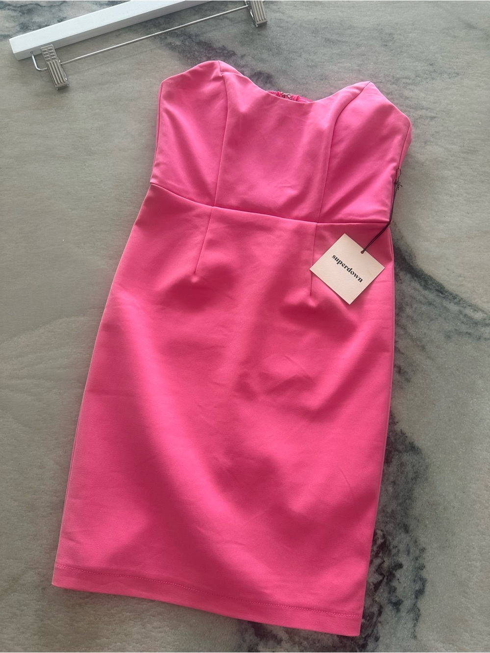 Superdown Strapless Bright Pink Mini Dress